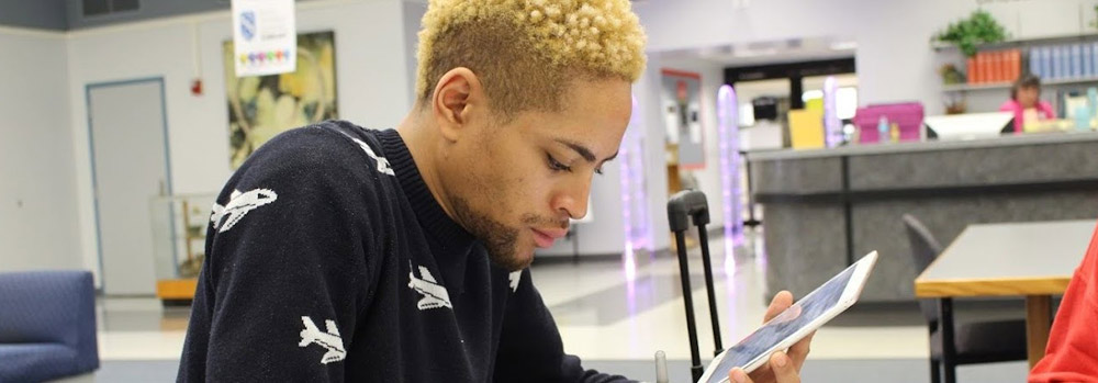 A photo of a student studying.